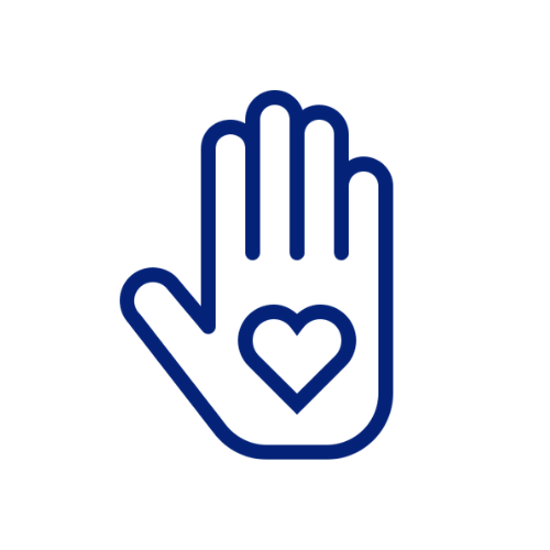 Hand and heart icon