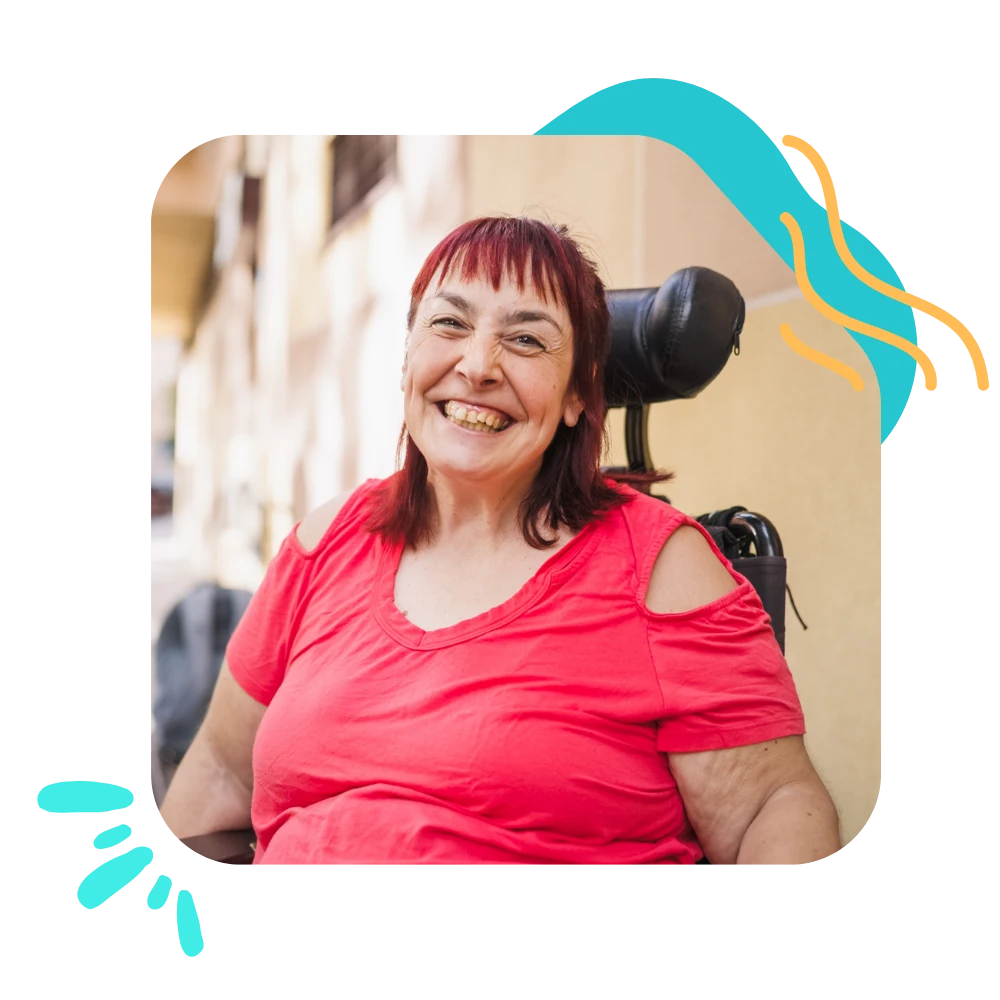 Disabled woman smiling at camera